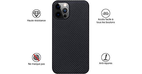 Novodio - Carcasa para iPhone 12 Pro Max de Kevlar y fibra de carbono, color negro