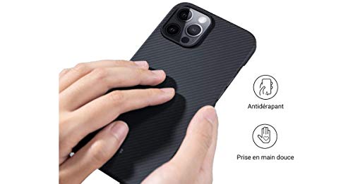 Novodio - Carcasa para iPhone 12 Pro Max de Kevlar y fibra de carbono, color negro