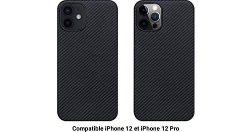 Novodio - Carcasa para iPhone 12 y 12 Pro de Kevlar y fibra de carbono, color negro