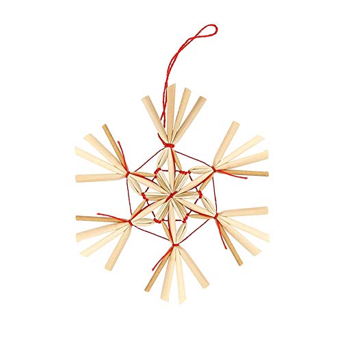 Nsiwem 38 Piezas Estrellas de Paja Set Colgante de Paja Joyas Árbol de Navidad de Paja Adornos de Paja para árbol de Navidad con Cuerdas Rojas Decoraciones para árboles de Navidad 6cm