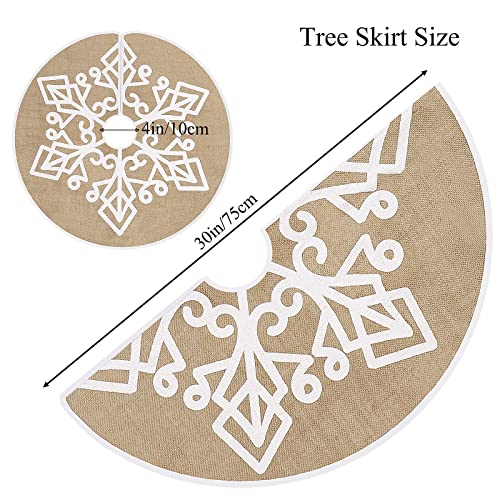 N&T NIETING Falda de árbol de Navidad, 75 cm, copos de nieve blancos, falda de arpillera impresa, alfombra para decoración navideña