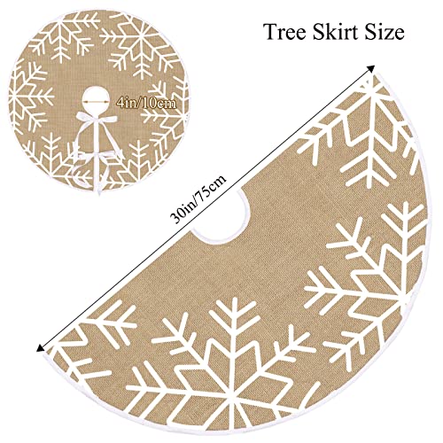 N&T NIETING Falda de árbol de Navidad, 75 cm, falda de arpillera con copos de nieve blancos, alfombra para árbol de Navidad, decoración para árbol de Navidad