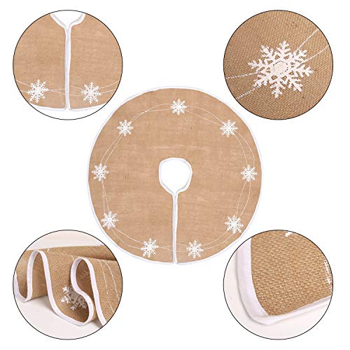 N&T NIETING Falda de árbol de Navidad de 75 cm con copo de nieve blanco, alfombra de arpillera para árbol de Navidad, decoración para Navidad