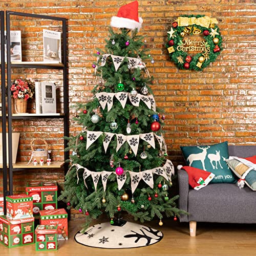 N&T NIETING Falda de árbol de Navidad de arpillera, falda de árbol de 30 pulgadas con gran cubierta de árbol de Navidad de copo de nieve para vacaciones en casa, fiestas, decoraciones de Navidad