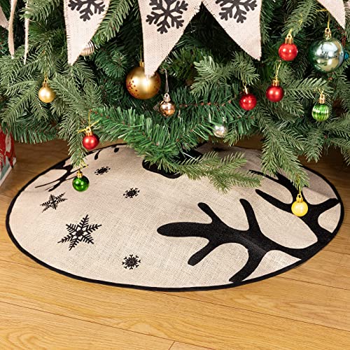 N&T NIETING Falda de árbol de Navidad de arpillera, falda de árbol de 30 pulgadas con gran cubierta de árbol de Navidad de copo de nieve para vacaciones en casa, fiestas, decoraciones de Navidad