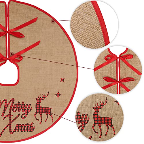 N&T NIETING Falda para árbol de Navidad, 75 cm, arpillera, falda de árbol, color rojo y negro, a cuadros, decoración de Navidad, para interior y exterior