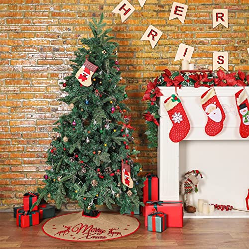 N&T NIETING Falda para árbol de Navidad, 75 cm, arpillera, falda de árbol, color rojo y negro, a cuadros, decoración de Navidad, para interior y exterior