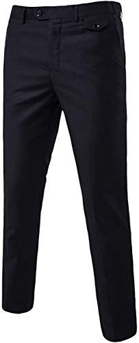 NTNY3 Traje de hombre de 3 piezas de corte ajustado, traje de hombre, moderno, chándal para boda, pantalón blazer Negro L