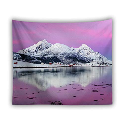 Nunubee Tapiz de tapicería Tapiz de Paisaje Forestal Alpine Lake Sky Waldaus Tejido de Microfibra Suave Lavable con Colores claros Azul-Verde-Gris(Modelo 6-130 * 150cm