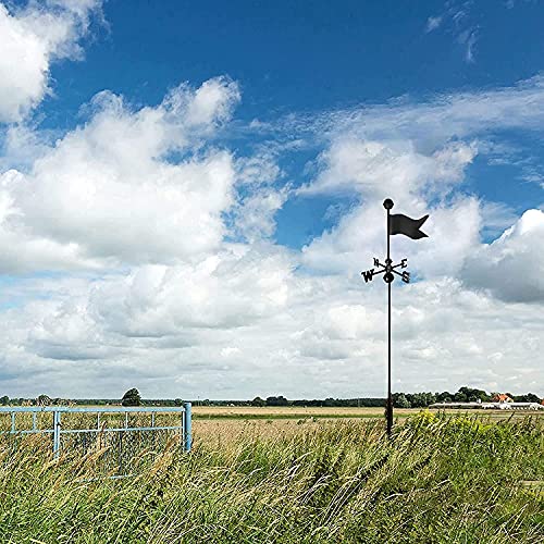 Oaimmk Montura en el Techo de la Granja Veleta Meteorológica de Metal Negro indicador de dirección del Viento decoración al Aire Libre Veleta