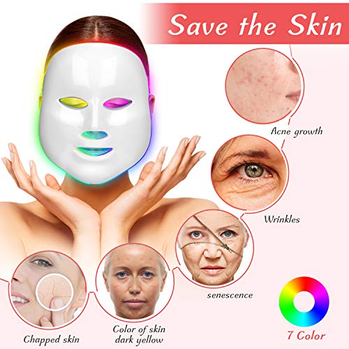 obqo Mascara Led Facial Profesional,La terapia de luz LED de acné para el cuidado de la piel 7 colores