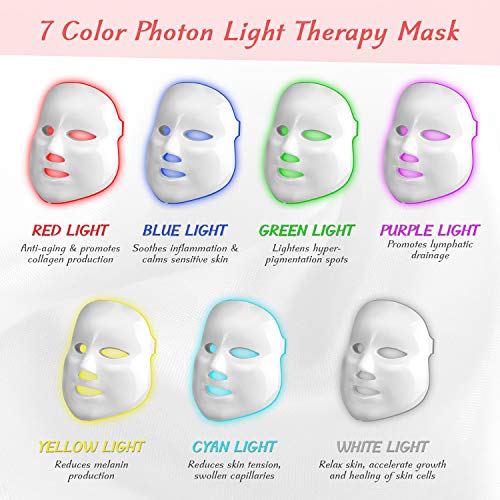 obqo Mascara Led Facial Profesional,La terapia de luz LED de acné para el cuidado de la piel 7 colores
