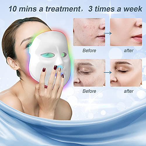 obqo Mascara led facial,Mascara facial luz led profesional 7 colores Terapia de fotones para tratamiento facial Rejuvenecimiento de piel,Anti Envejecimiento, Arrugas