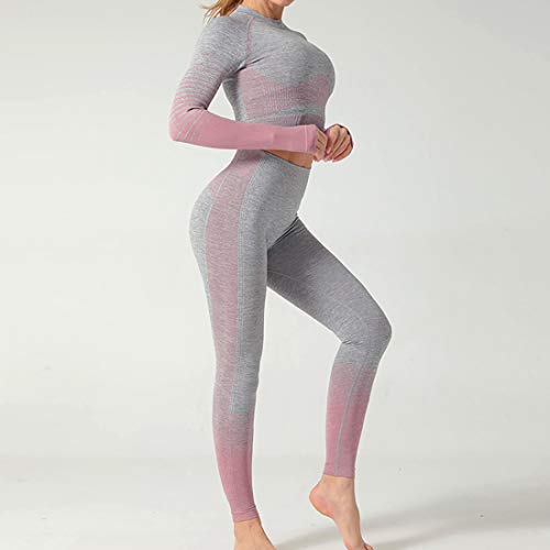 OEAK Conjunto de ropa deportiva para mujer, pantalones y sudadera, 2 piezas, ropa para yoga, tiempo libre, ropa deportiva Manga larga rosa. S
