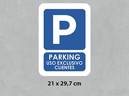 Oedim Parking Uso Exclusivo Clientes, 21x29,7cm, Señaletica en Material Aluminio Blanco Resistente de 3mm, Duradera y Económica