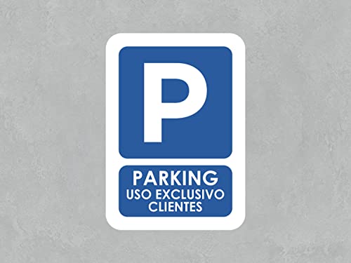 Oedim Parking Uso Exclusivo Clientes, 21x29,7cm, Señaletica en Material Aluminio Blanco Resistente de 3mm, Duradera y Económica