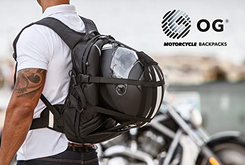 OG Online & Go EZ-Rider Mochila Moto Negra 25L, Bolsa Porta-Cascos, Correa Casco Moto, Antirrobo, Impermeable, Portátil, Reflectante