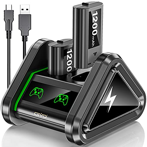 OIVO baterías para Xbox One/Xbox Series X/S Mando con Cargador de batería, 2 de baterías Xbox Recargables de 1200mAh y Cargador Doble para Xbox Series X|S/Xbox One S|X/Xbox Elite
