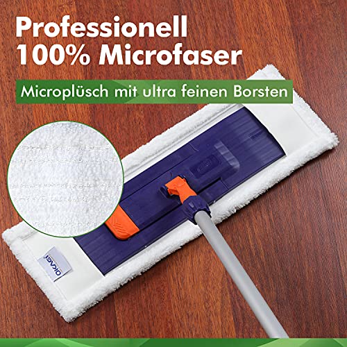 OKAEI 2 fundas para mopa (60 cm), 100 % microfibra, para la limpieza profunda de suelos lisos y ligeramente irregulares, color blanco