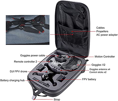 Okima Mochila para dron combinado DJI FPV, bolsa rígida, resistente al agua, bolsa de transporte, portátil, compatible con dron FPV y accesorios DJI