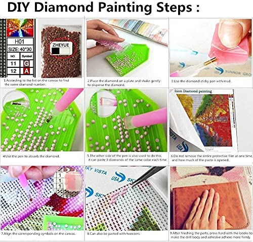 OKWallArt Kit de pintura de diamante 5D con taladro completo para bordado de diamante, yeguas y potros, pastos en pasto, kit de punto de cruz, 30 x 40 cm