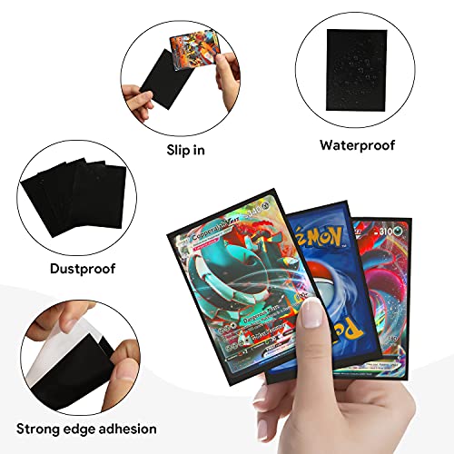 Oladwolf Fundas cartas Estuche carta sleeves, 300 Fundas para cartas Toploader coleccionables juegos de mesa, Blandas Standard Transparente Negro 66*91