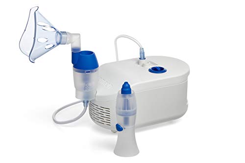 Omron Nebulizador C102 con lavado nasal 2 en 1, dispositivo de uso doméstico para el tratamiento de enfermedades respiratorias como el asma, para síntomas de tos y resfriados en niños y adultos