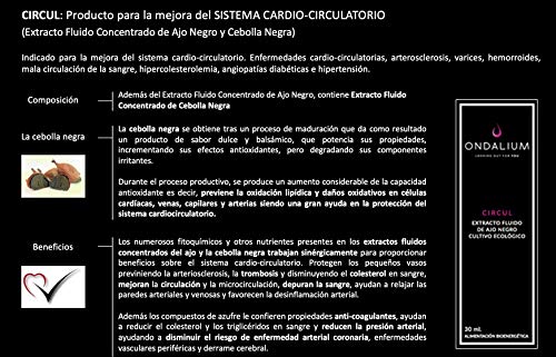 Ondalium Circul | Extracto fluido Circulatorio de Ajo Negro Ecológico español (1 mes) - Producto natural para el Sistema Cardio-circulatorio, actuando como depurativo arterial - 30 ml.