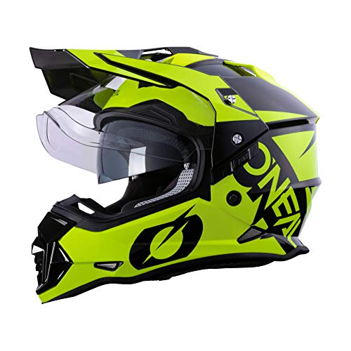 O'NEAL | Casco de Moto | Moto Enduro | Aberturas de ventilación para un máximo Flujo de Aire y refrigeración Visera Solar integrada | Casco Sierra R | Adultos | Negro Amarillo Neón | Talla M