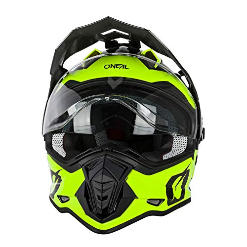 O'NEAL | Casco de Moto | Moto Enduro | Aberturas de ventilación para un máximo Flujo de Aire y refrigeración Visera Solar integrada | Casco Sierra R | Adultos | Negro Amarillo Neón | Talla M