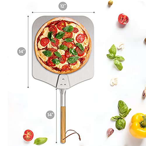 Onlyfire Pala para Pizza, Palas para Pizzas Profesional -Mango Largo de Madera 71cm para Pizza Desmontable, Utilizado en el Horno, Pizza Horneada a Mano y Tostadas