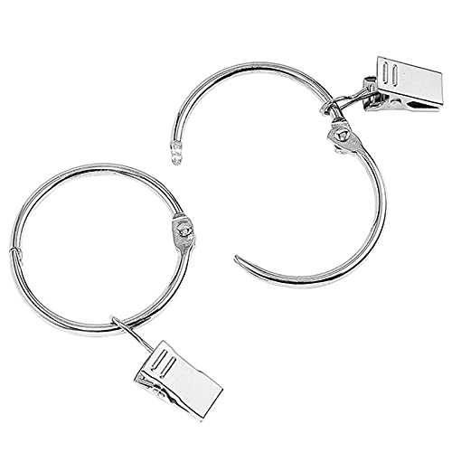 opamoo Anillos de Cortina, 50 Piezas Argollas para Cortinas, Clips Cortinas,Anillo de Clip, Ganchos Cortinas,Anillas para Cortinas con Pinza, Diámetro Interior de 32mm,para Cortinas Decorativos(Plata)