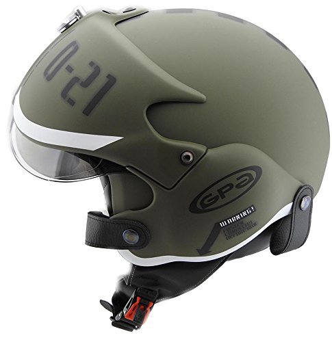 OPEN FACE SCOOTER HELMET OSBE GPA AIRCRAFT TORNADO GREEN ARMY TR1 UK 59-60CM LARGE