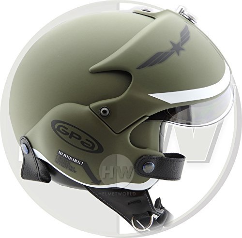 OPEN FACE SCOOTER HELMET OSBE GPA AIRCRAFT TORNADO GREEN ARMY TR1 UK 59-60CM LARGE