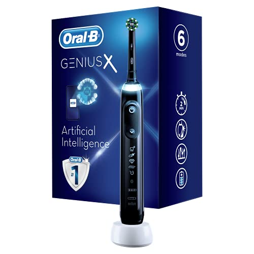 Oral-B Genius X Cepillo de dientes eléctrico con mango recargable con inteligencia artificial y 1 cabezal de recambio, color Negro