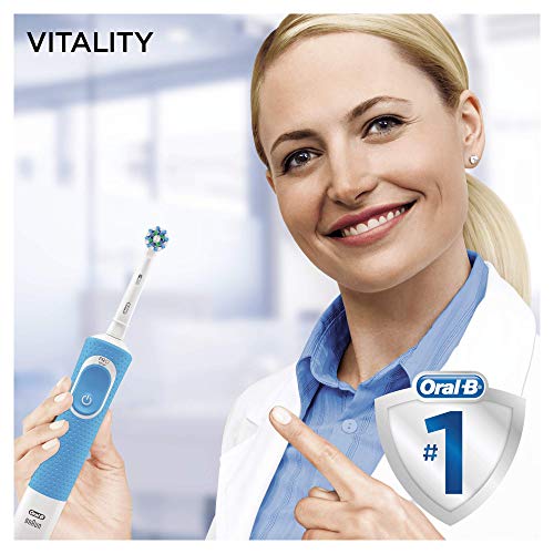 Oral-B Vitality 100 Cepillo de Dientes Eléctrico con Mango Recargable, Tecnología Braun y 1 Cabezal de Recambio - Azul