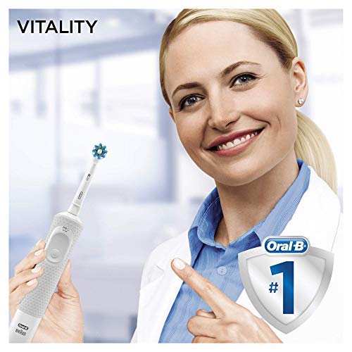 Oral-B Vitality 100 Cepillo de Dientes Eléctrico con Mango Recargable, Tecnología Braun y 2 Cabezales de Recambio - Blanco