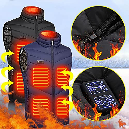 Orgrul 1B8F Chaleco calefactor para hombre y mujer, USB con 3 niveles de calor, chaqueta calefactable, para exteriores, motocicleta, camping, pesca, esquí, azul, M