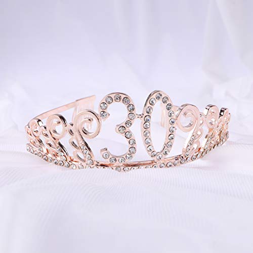 OSALADI Feliz Cumpleaños Tiara Tiara de Diamantes de Imitación de Cristal Princesa/Reina Corona de Cristal con Peine para El 30 Cumpleaños de Las Mujeres Niña