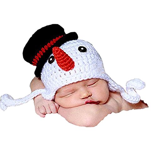 OULII Recién nacido fotografía foto Prop Crochet tejido Crochet disfraz muñeco de nieve sombrero Caps de decoración de la Navidad de Xselector
