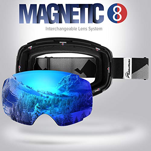 OutdoorMaster Gafas de esquí Pro - Lente Intercambiable sin Marco 100% Protección UV400 Gafas Ski Snowboard for Mujer & Hombre