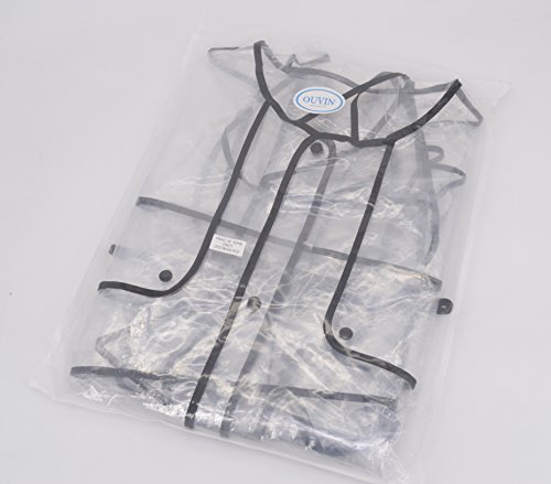 Ouvin Impermeable transparente con capucha EVA ligero impermeable largo para mujer, Transparente-negro, talla única