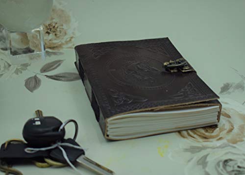 Overdose - Diario de cuero genuino hecho a mano para caballos, diario de viaje, planificador de escritura, cuaderno de bocetos, tamaño 6 x 8 pulgadas