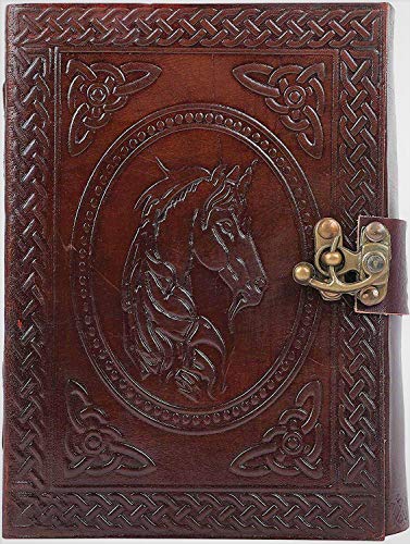 Overdose - Diario de cuero genuino hecho a mano para caballos, diario de viaje, planificador de escritura, cuaderno de bocetos, tamaño 6 x 8 pulgadas
