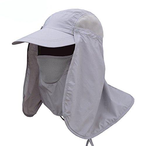 PAADIYA Hombres Mujer Sombrero para el Sol Anti-Ultravioleta Sombrero de Pesca con Proteccion de Cuello Sombrero de ala Ancha Secado rápido Respirable para Equitación, Camping, Senderismo