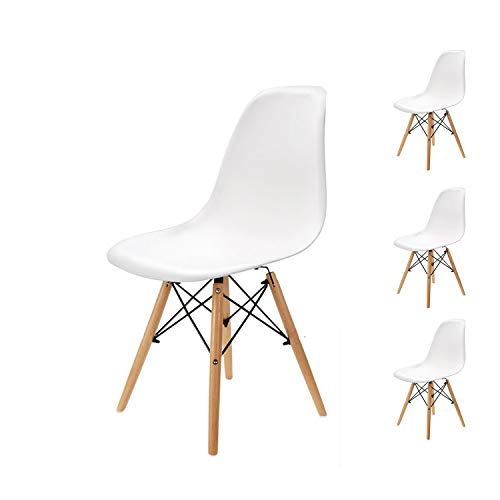 Pack 4/6 sillas de Comedor Silla diseño nórdico Retro Estilo (Blanco 4)