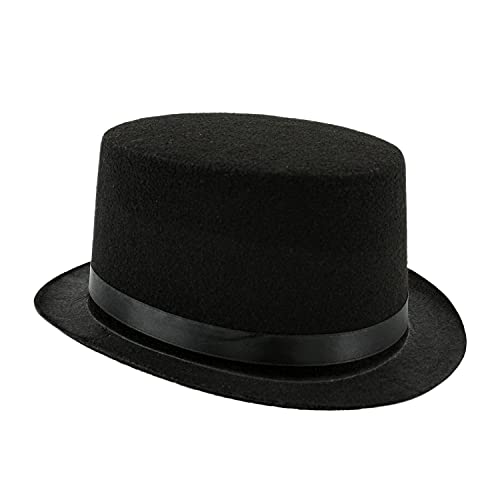 Pack 6 Sombrero Chistera Negro de Copa Negro de Fieltro Satén Gorro de Ronda Mago con Cinta de Raso Accesorios del Traje de Fiesta