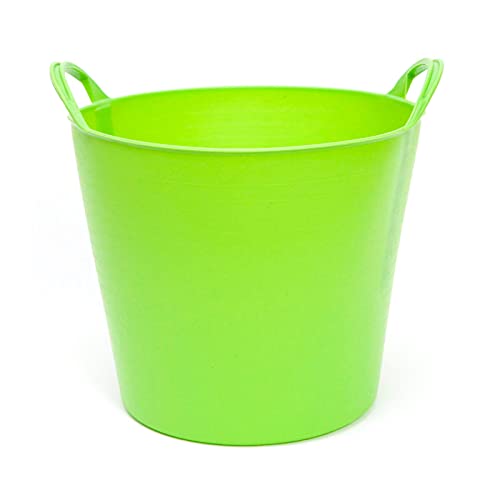 Pack de 2 capazos de plástico Flexible, de Color Verde, de 36 x 30,3 cm con Capacidad de 26 litros, con Asas, Ideal para Trabajo de Vendimia, Agricultura…Cubo de plástico (2uds/ 26 litros Verde)