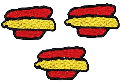 Pack de 3 Banderas de España parches autoadhesivos borde negro - termo adhesivos - para coser o planchar - parches para chaquetas, camisetas, mascarillas. …