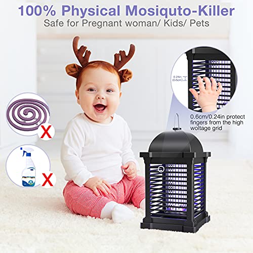 PALONE Lámpara Antimosquitos Electrico, 4300V UV Mata Mosquitos Electrico, Mosquito Killer Lámpara con Cepillo Limpio, para Interiores y Exteriores
